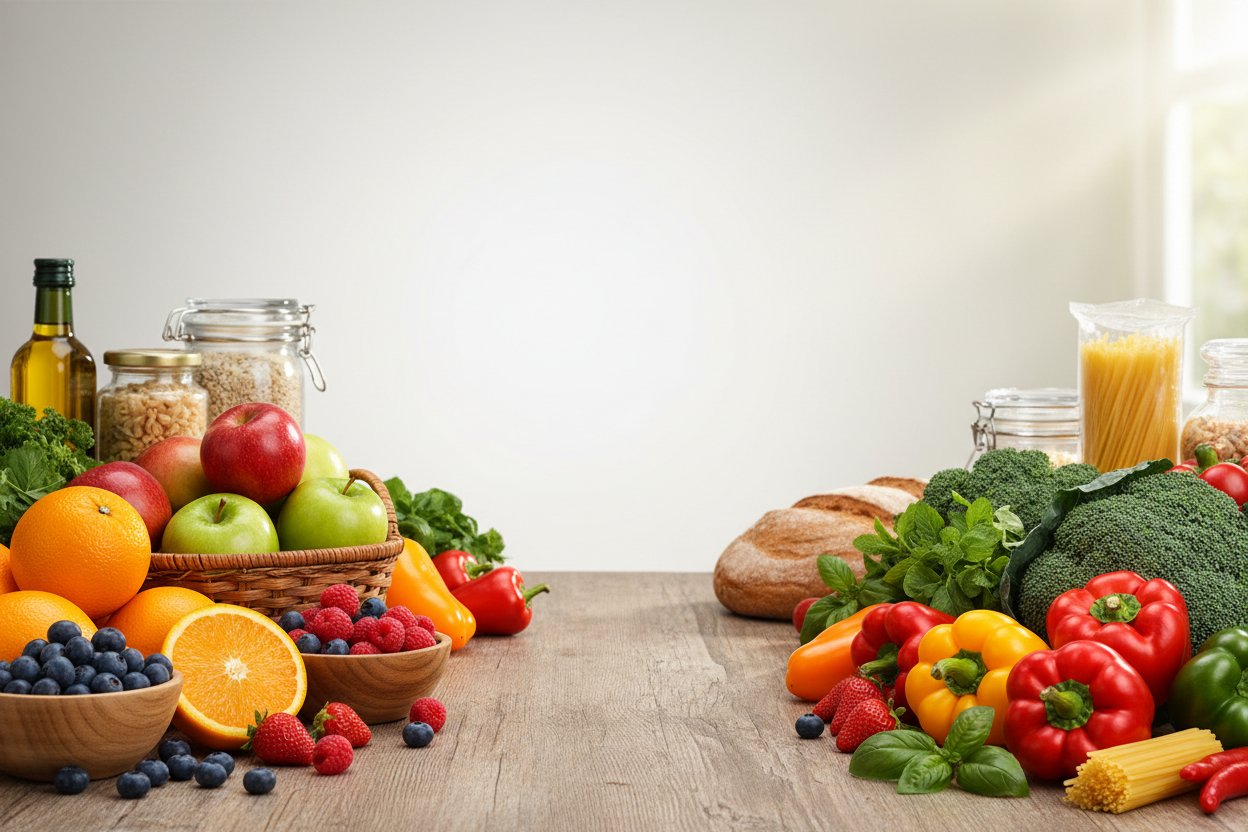 generate a banner for my grocery store with good background image